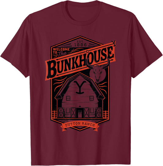 Official Yellowstone - The Bunkhouse Dutton Ranch T-Shirt - T-Shirt | Maroon