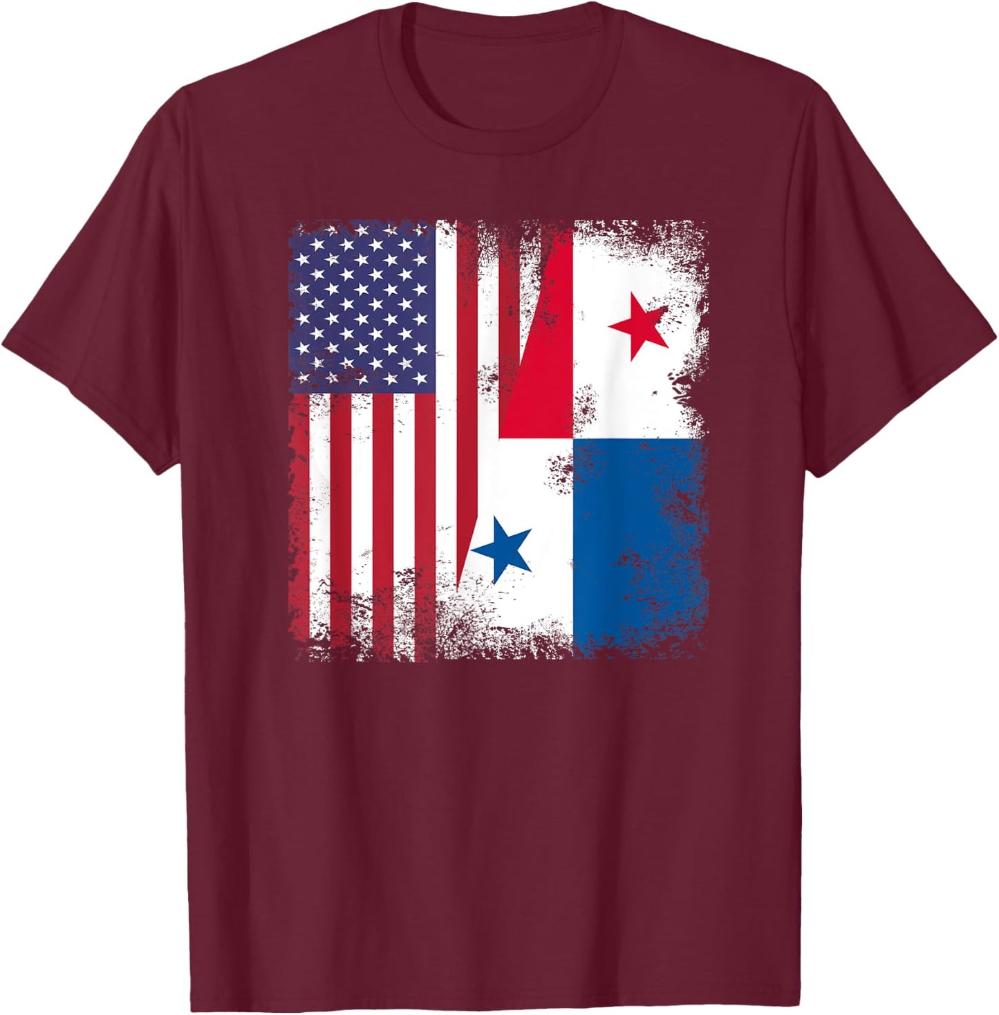 Half Panamanian Flag | Vintage Panama USA Gift T-Shirt - T-Shirt | Maroon