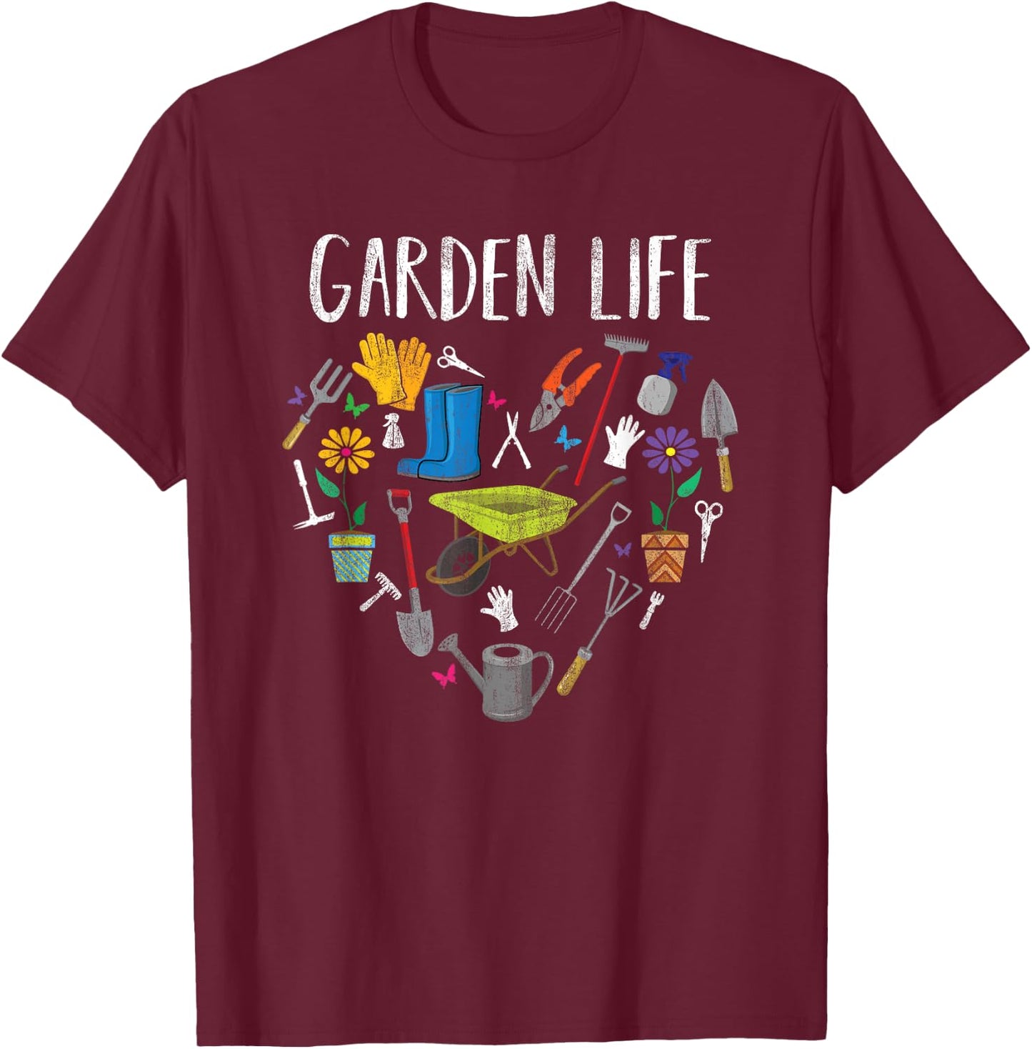 Funny Distressed Garden Life Gardening Love Gardening T-Shirt - T-Shirt | Maroon