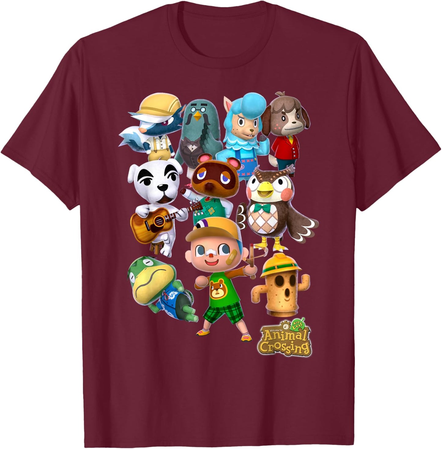 Animal Crossing New Leaf Villager Group Shot Graphic Small T-Shirt - T-Shirt | Maroon