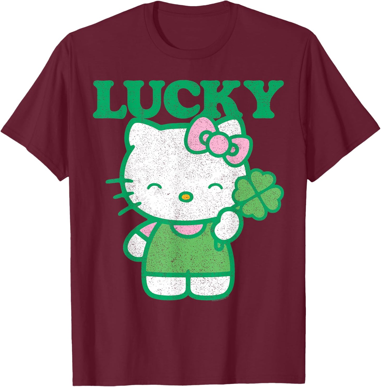 Hello Kitty Lucky Clover Shirt T-Shirt - T-Shirt | Maroon