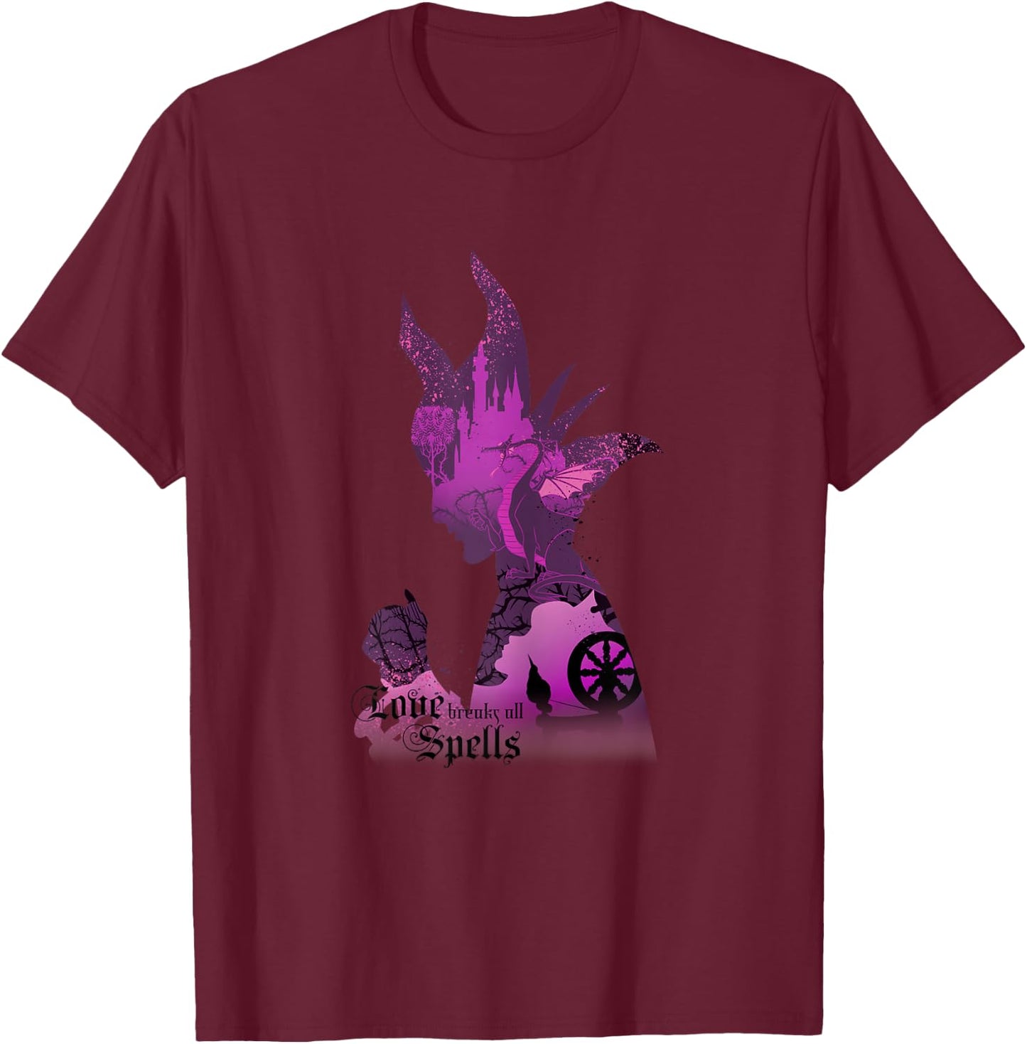 Disney Sleeping Beauty Silhouette Maleficent Graphic T-Shirt - T-Shirt | Maroon