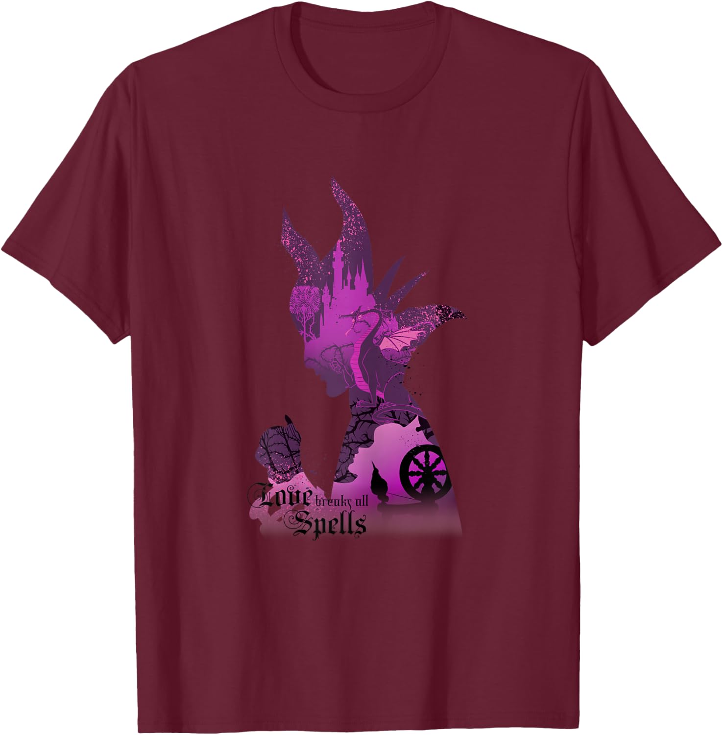Disney Sleeping Beauty Silhouette Maleficent Graphic T-Shirt - T-Shirt | Maroon