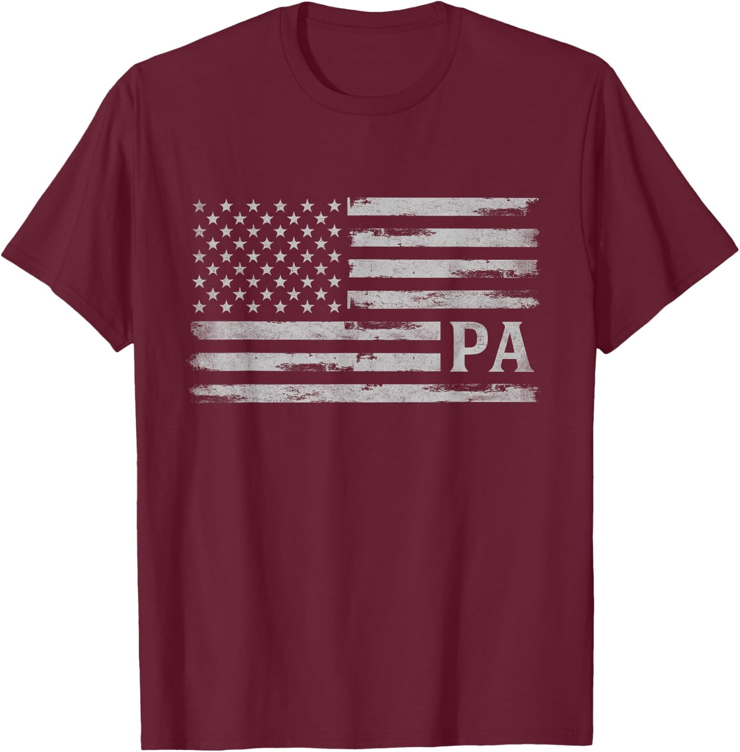 Pa Grey Vintage USA Flag Father's Day Dad T-Shirt - T-Shirt | Maroon