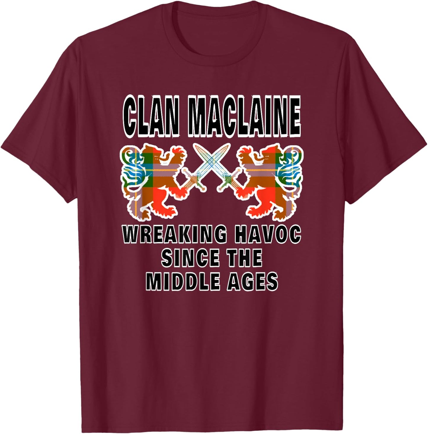 MacLaine Scottish Tartan Scotland Family Clan Name T-Shirt - T-Shirt | Maroon
