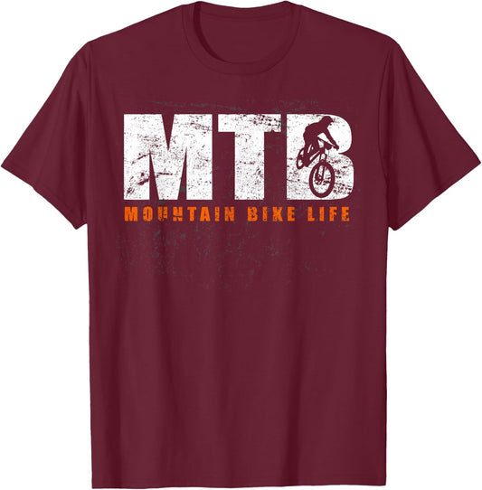 Mountain Bike Life Shirt - Vintage MTB T Shirt T-Shirt - T-Shirt | Maroon