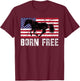 Vintage Born Free Horse American Flag Wild Mustang T-Shirt - T-Shirt | Maroon