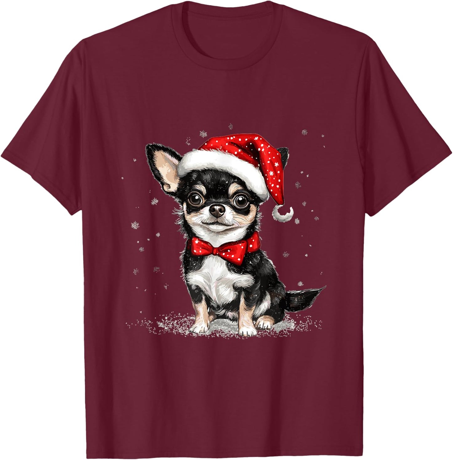 Cute Chihuahua Chiwawa dog Dog Christmas Merry X-mas Graphic T-Shirt - T-Shirt | Maroon