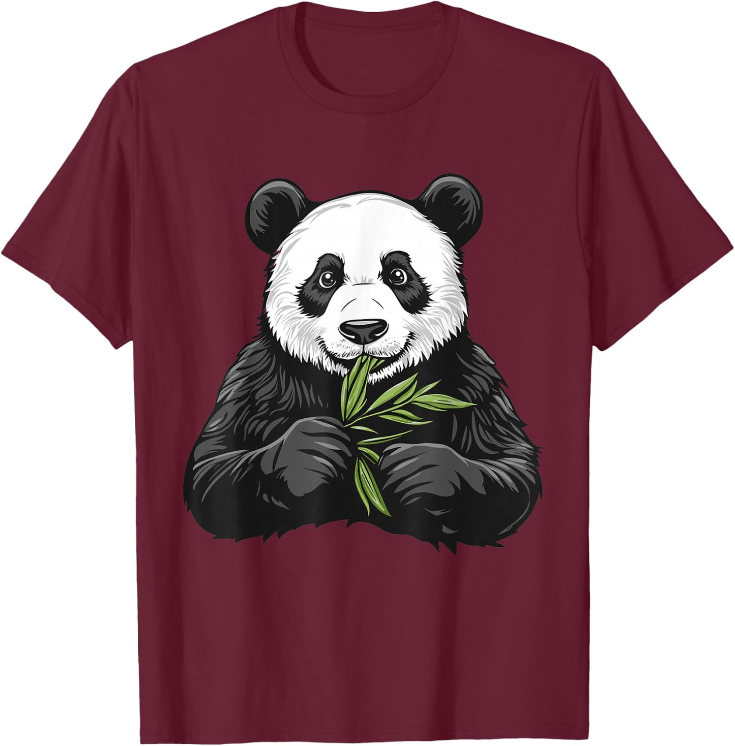 Panda bear with bamboo, Panda Bear T-Shirt - T-Shirt | Maroon