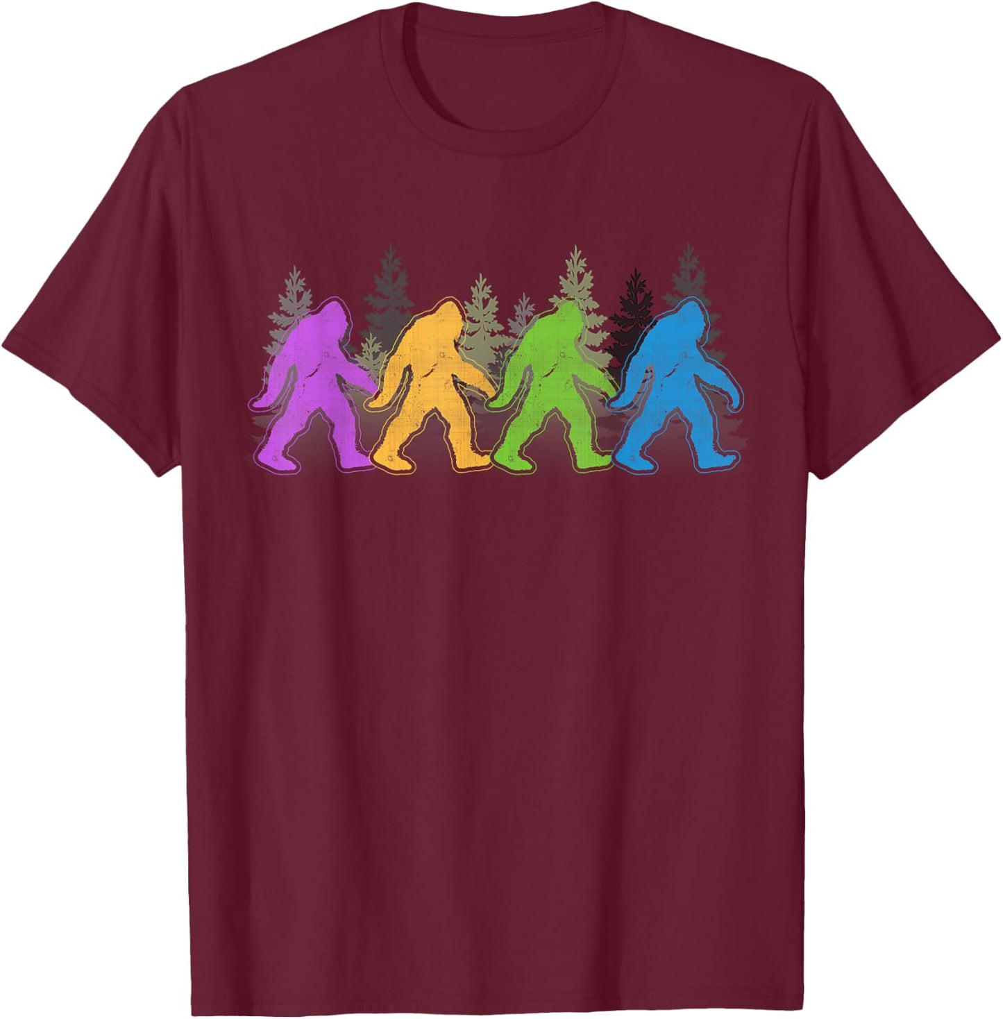 Bigfoot Yeti Sasquatch Funny Retro Novelty Gift T-Shirt - T-Shirt | Maroon