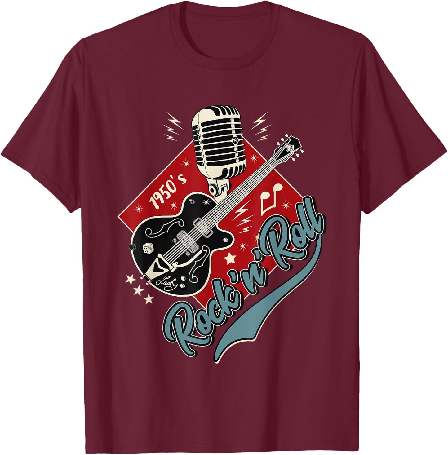 50s Rockabilly Clothing 1950s Sock Hop Swing Greaser Rocker T-Shirt - T-Shirt | Maroon