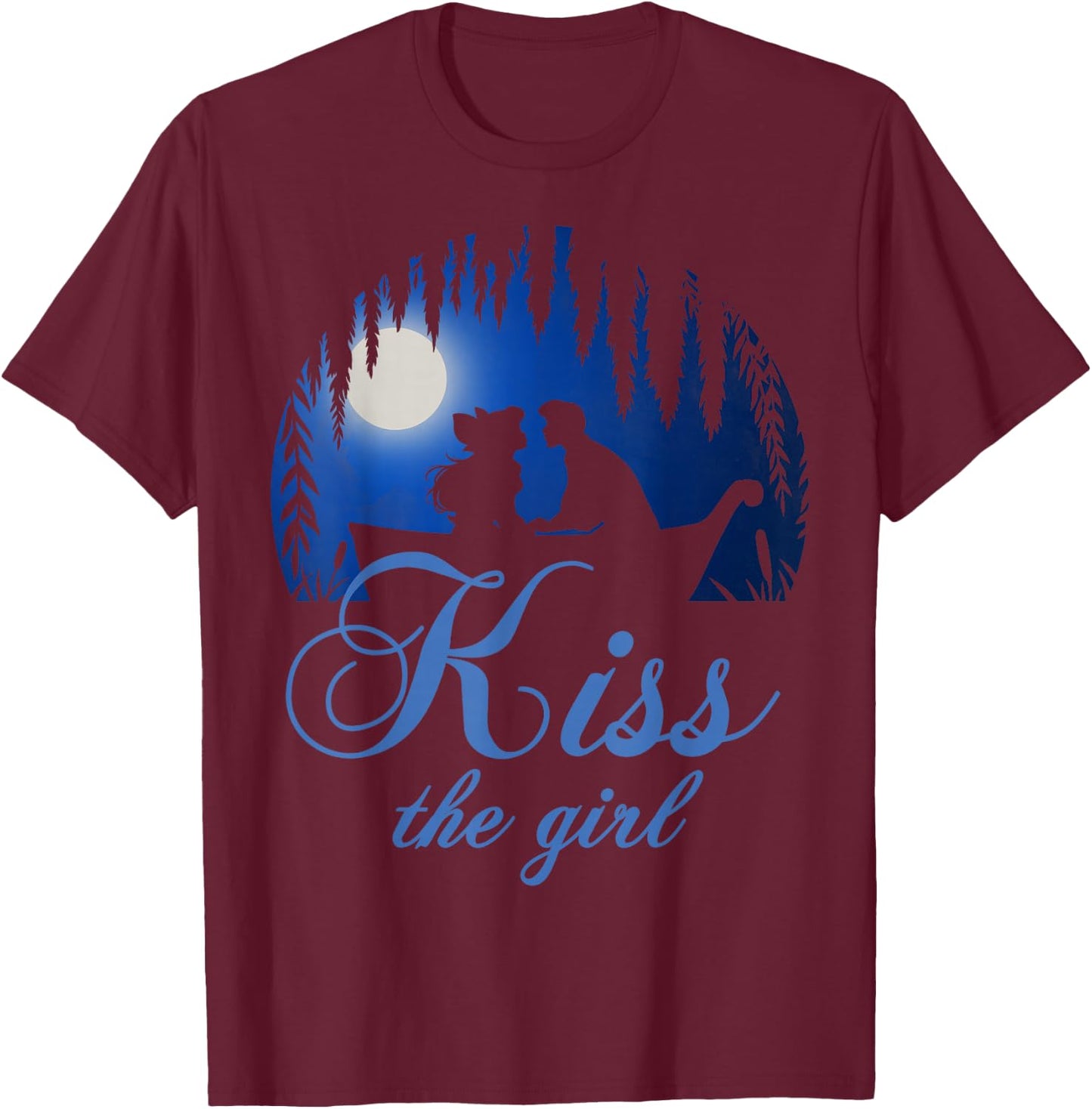 Disney Little Mermaid Ariel Eric Night Poster Kiss The Girl T-Shirt - T-Shirt | Maroon