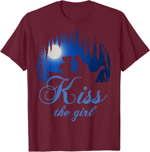Disney Little Mermaid Ariel Eric Night Poster Kiss The Girl T-Shirt - T-Shirt | Maroon