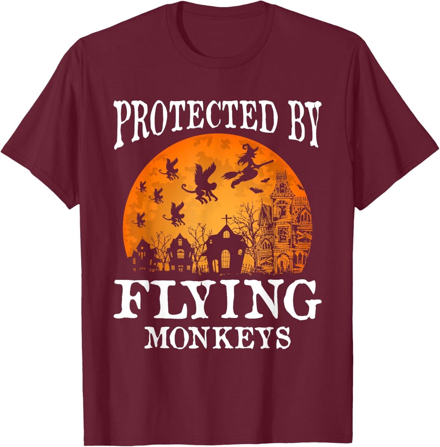 Protected by Flying Monkeys Party T-Shirt - T-Shirt | Maroon