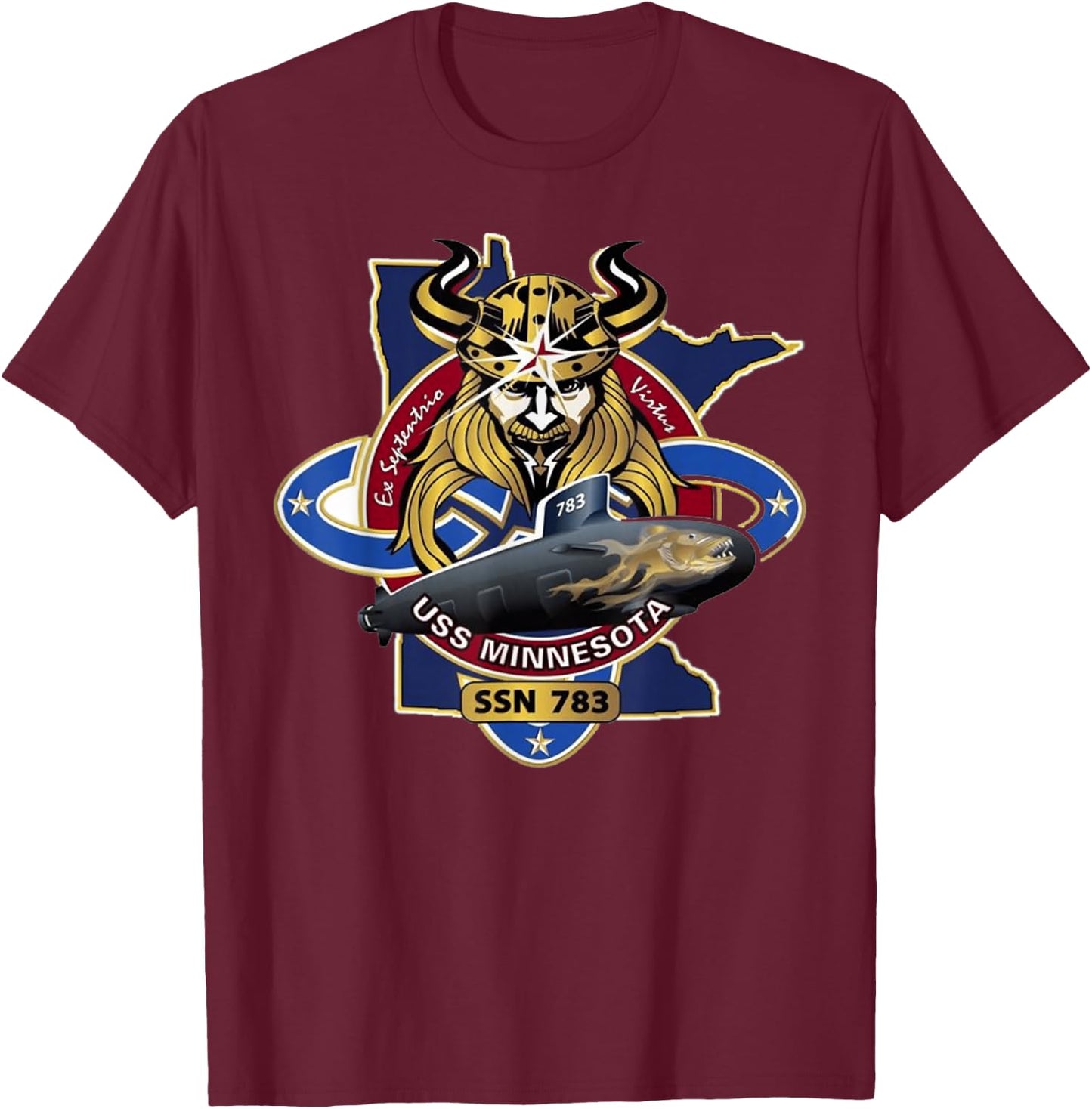 Submarine Veteran SSN-783 USS Minnesota U-boat T-Shirt - T-Shirt | Maroon