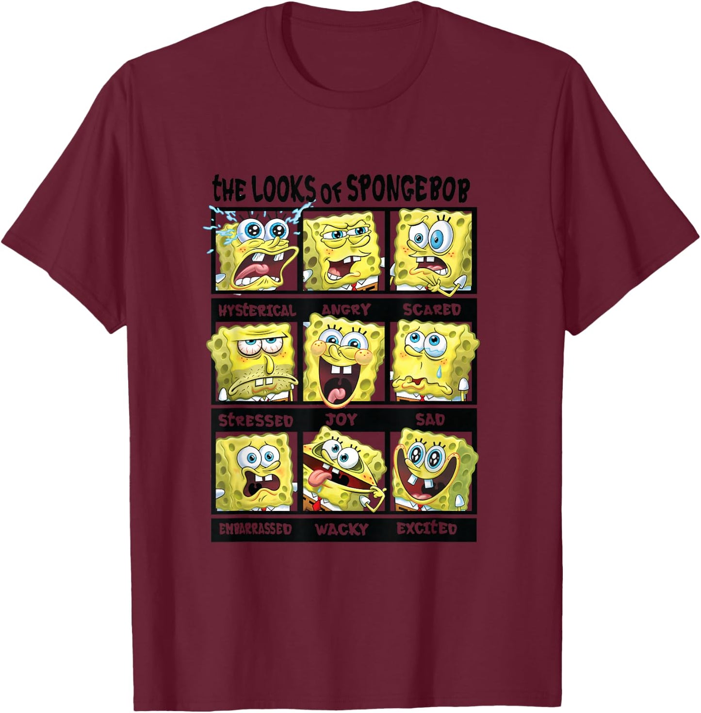Spongebob Squarepants The Looks Of Spongebob T-Shirt - T-Shirt | Maroon