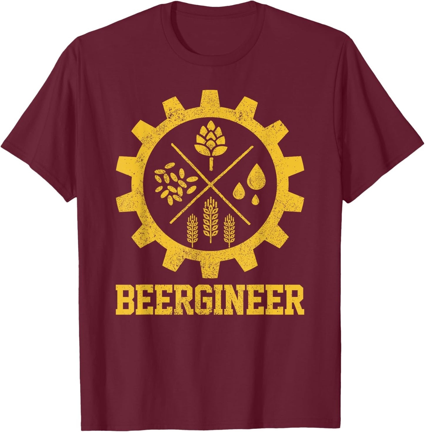 Beergineer Homebrew Home Brewing Craft Beer Brewer Gift T-Shirt - T-Shirt | Maroon