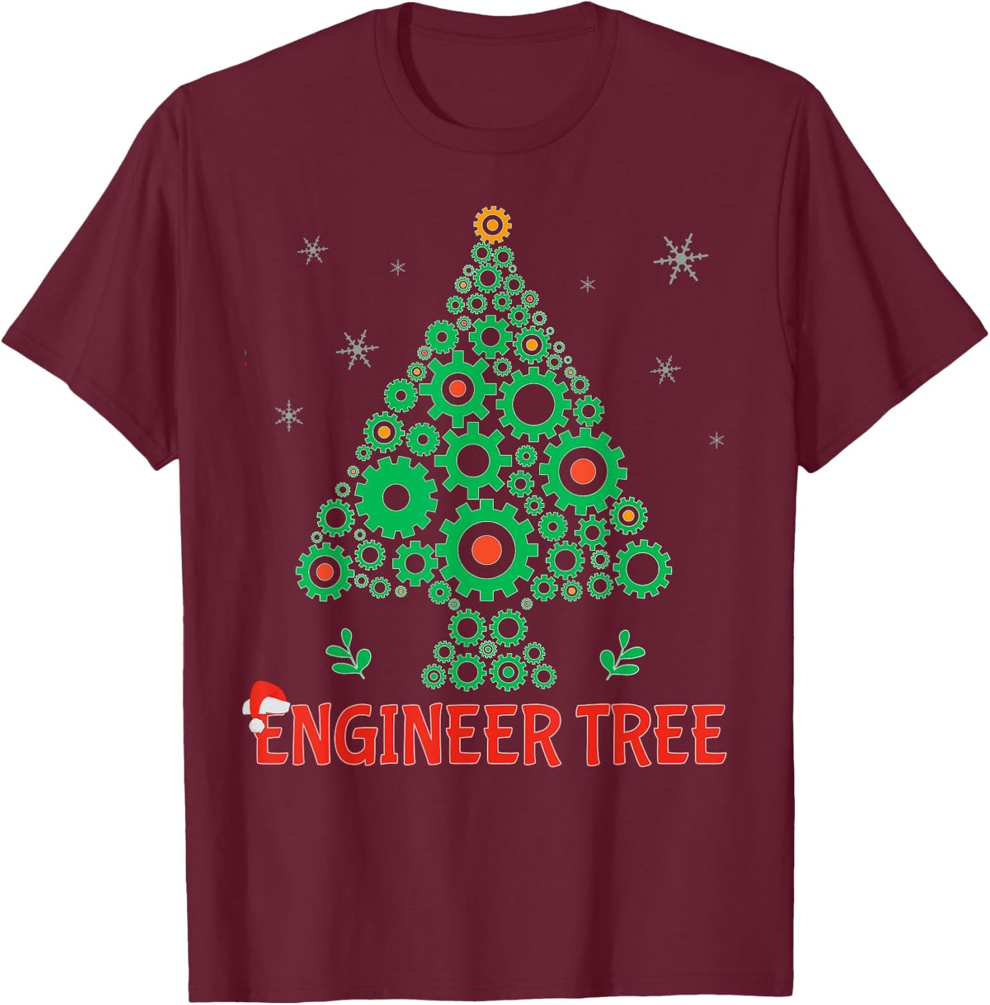 Christmas Engineer tree | Mechanical Engineering Gift T-Shirt - T-Shirt | Maroon