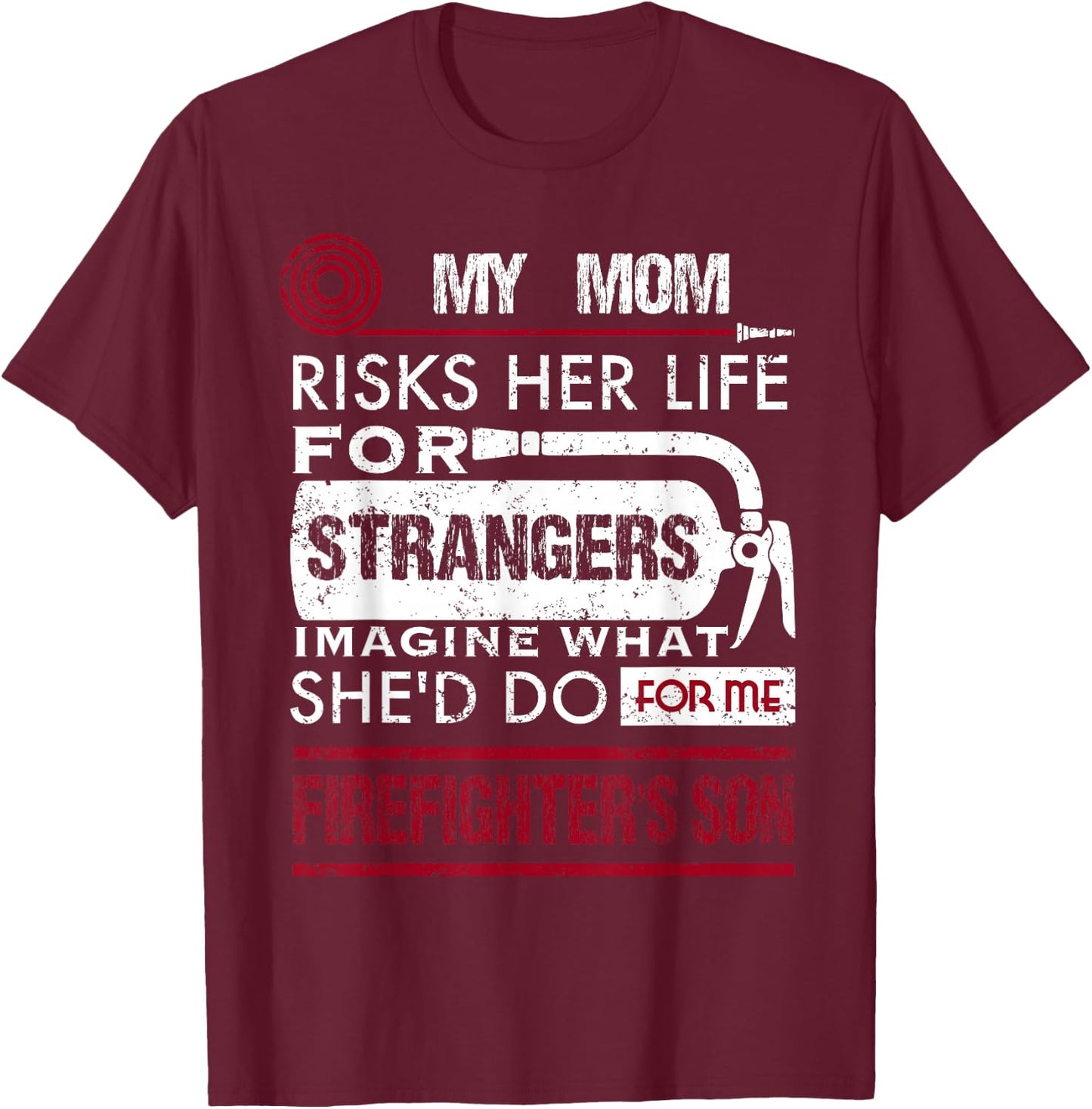 My Mom Is A Firefighter Risks Her Life Firefighter Kids T-Shirt - T-Shirt | Maroon
