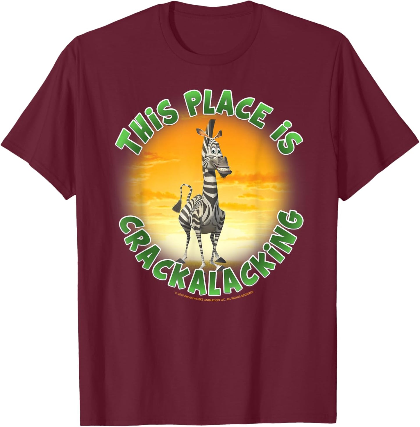 Madagascar Martin Crackalacking Circle Text Poster T-Shirt - T-Shirt | Maroon