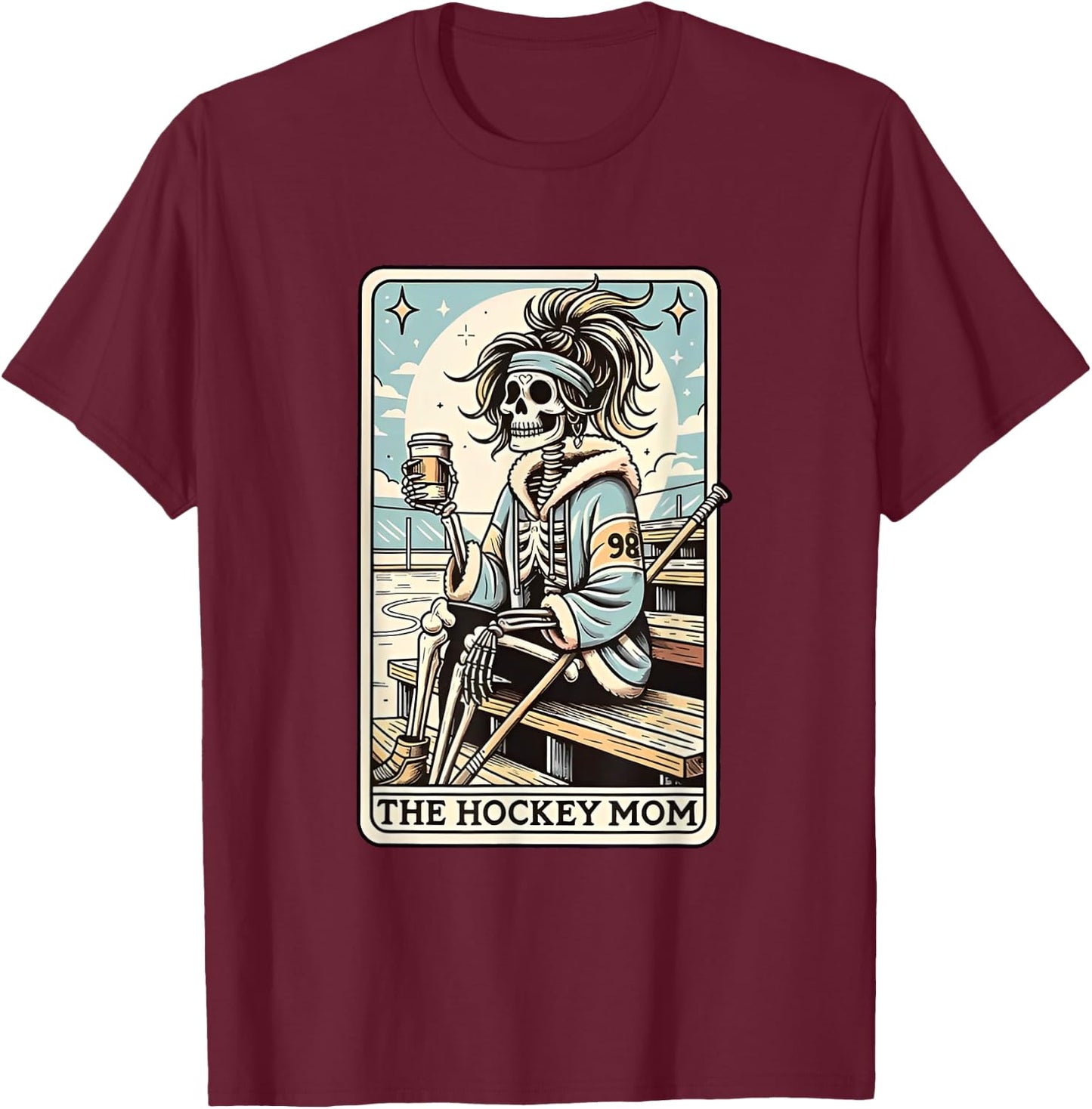 FUnny Trendy gift Hockey Mom Tarot Card - -Adults, Black, Small, Short Sleeve T-Shirt - T-Shirt | Maroon