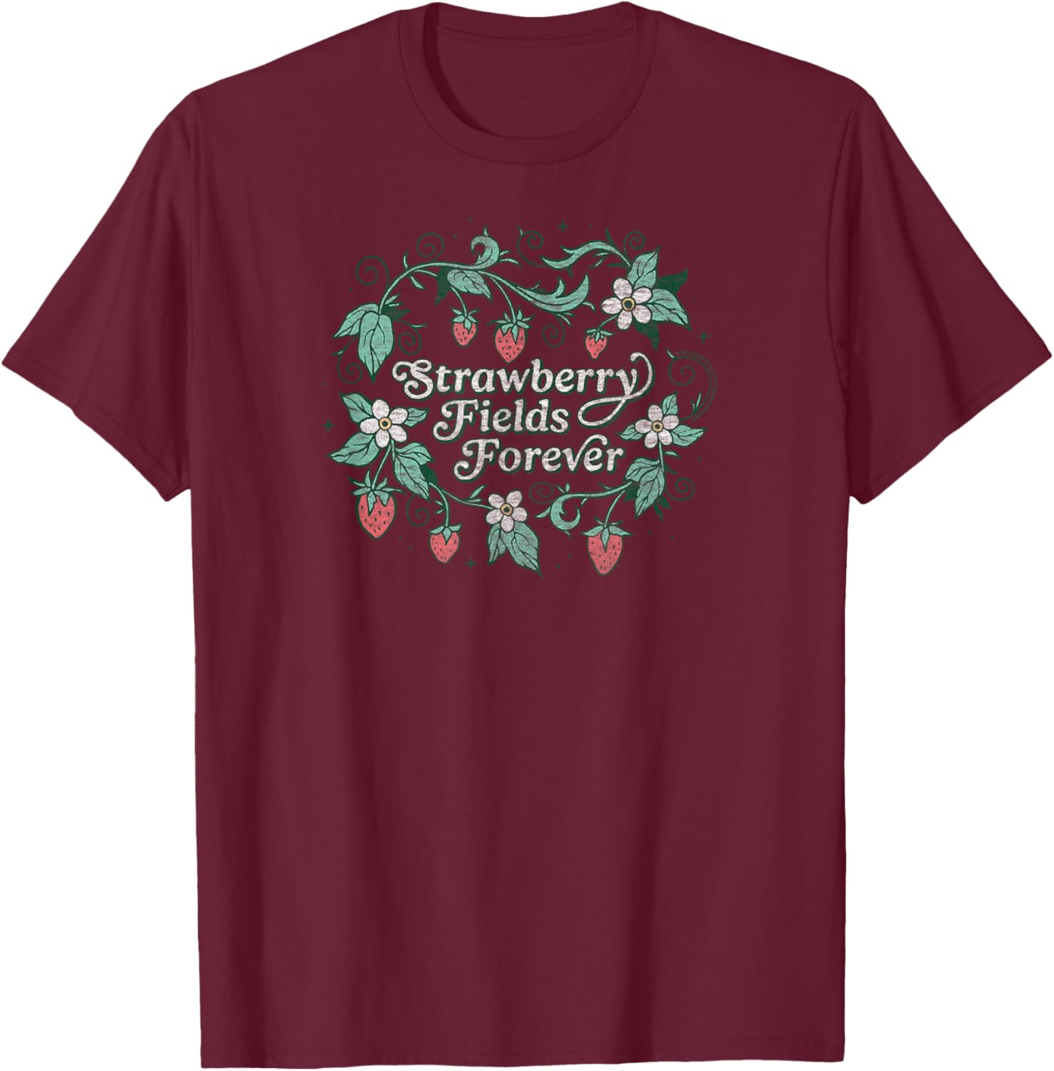 The Beatles - Strawberry Fields Forever T-Shirt - T-Shirt | Maroon