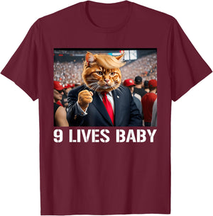 Donald Trump Cat Nine Lives Baby Funny 9 Lives Baby Lovers Men Women T-Shirt - T-Shirt | Maroon