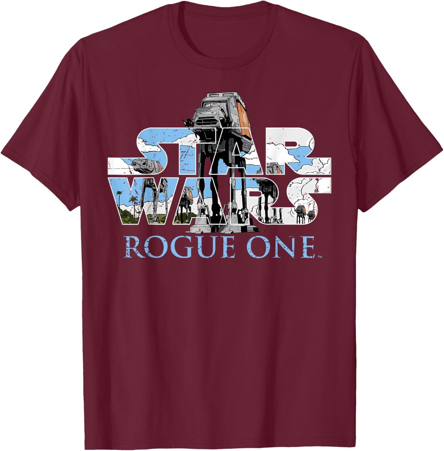 Star Wars Rogue One AT-AT Title Logo T-Shirt - T-Shirt | Maroon