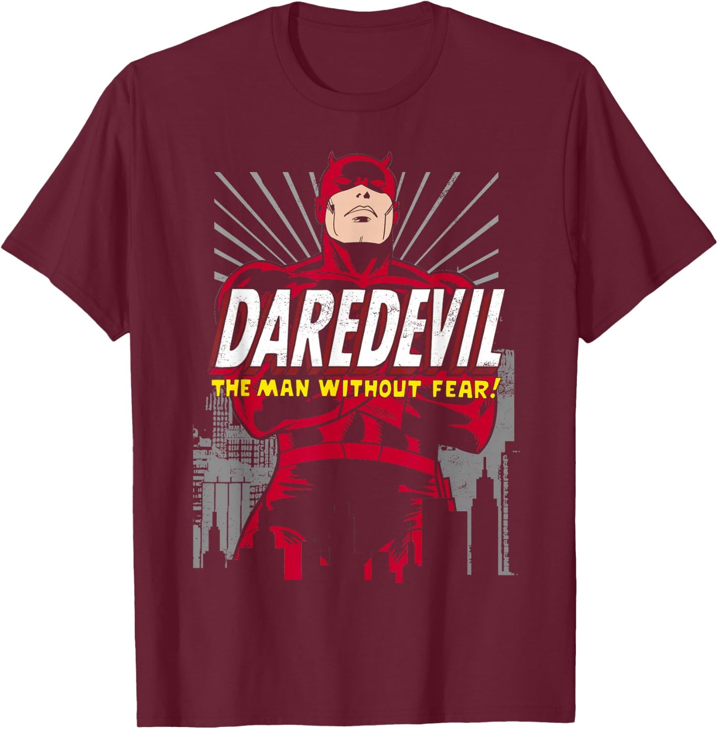 Marvel Daredevil The Man Without Fear! Retro Graphic T-Shirt - T-Shirt | Maroon