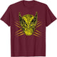 Marvel X-Men Wolverine Yellow Retro Comic Face Logo T-Shirt - T-Shirt | Maroon