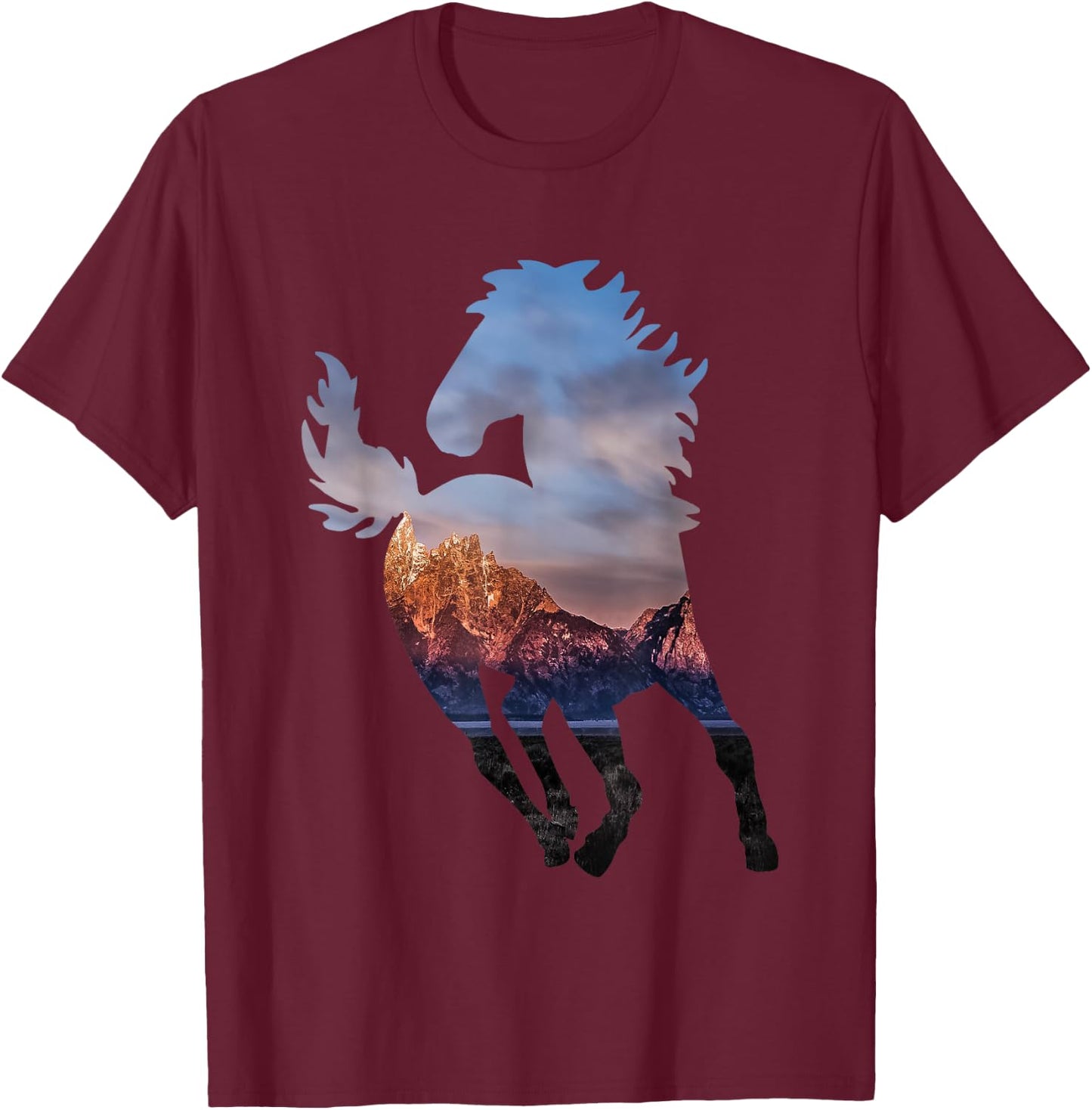 Wild Mustang Horse Shirt Western Horse Gift Horse Lovers T-Shirt - T-Shirt | Maroon