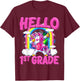 Hello 1st Grade Dabbing Unicorn Back To School Gifts T-Shirt - T-Shirt | Maroon