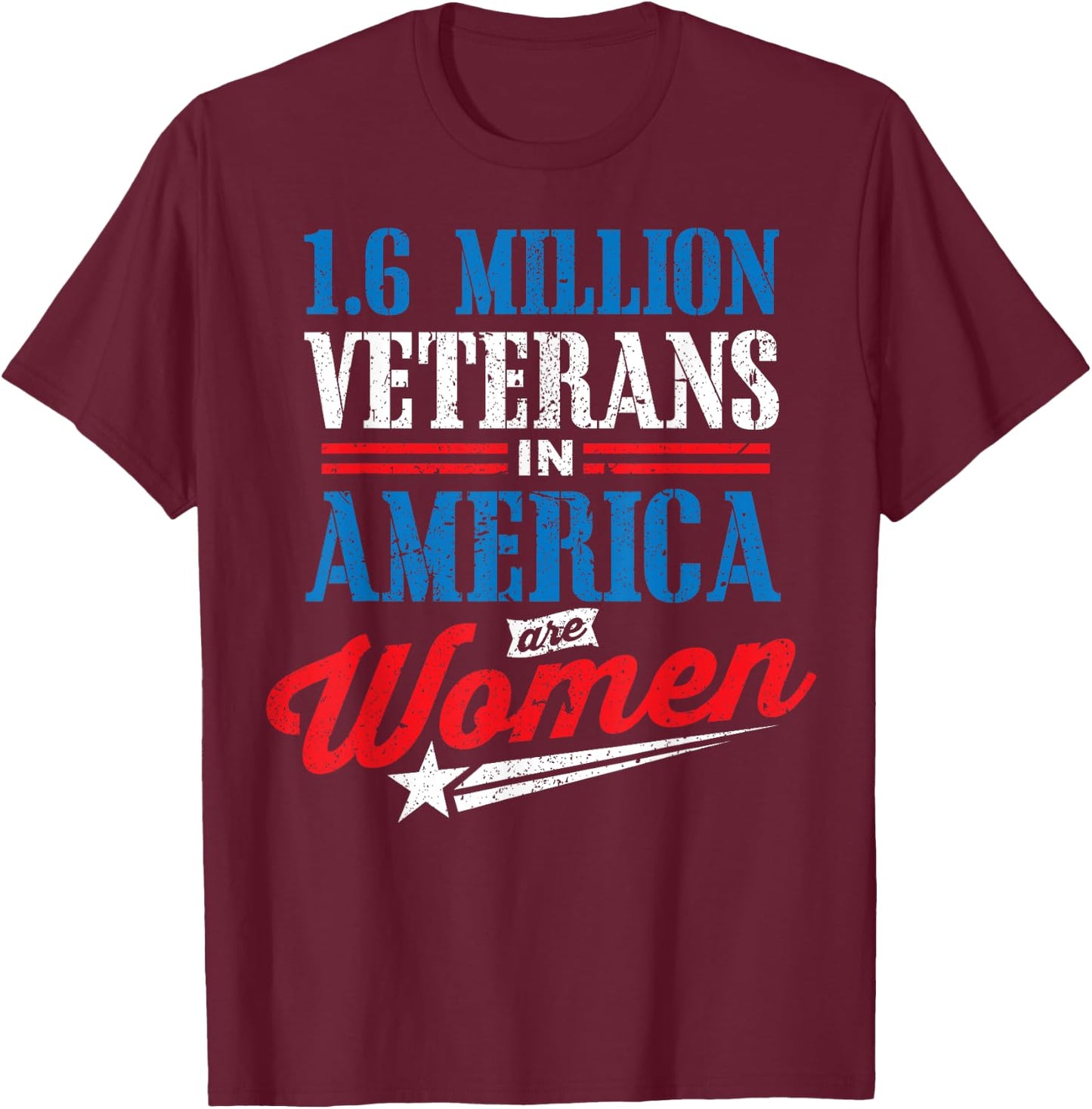 1.6 Million Female Veteran Women Veterans Day T-Shirt - T-Shirt | Maroon