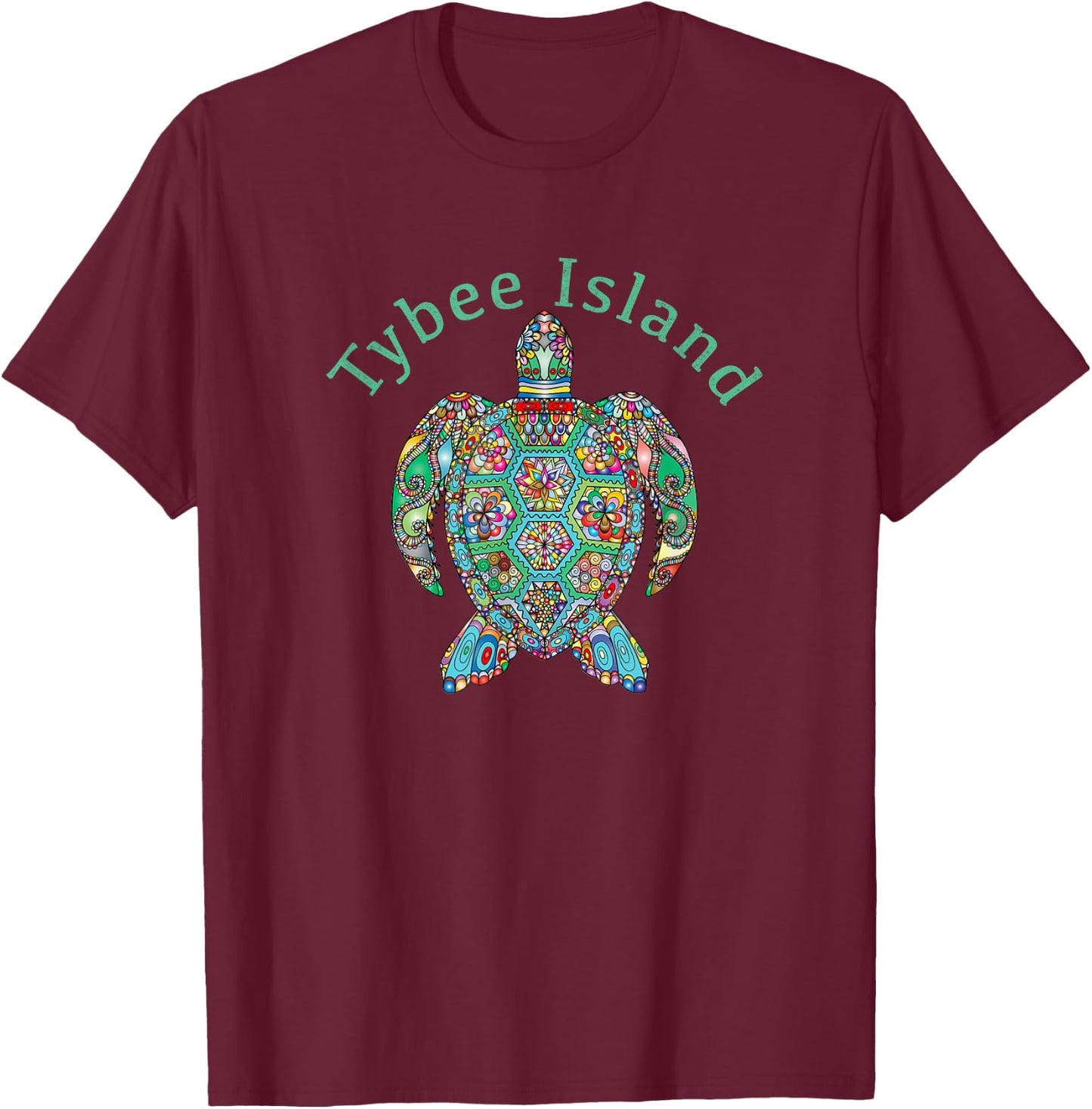 Tybee Island Tribal Turtle T-Shirt - T-Shirt | Maroon