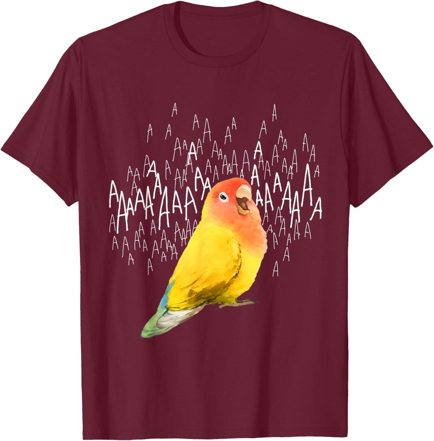 Screaming Lovebird (Yellow Peachfaced) T-Shirt - T-Shirt | Maroon