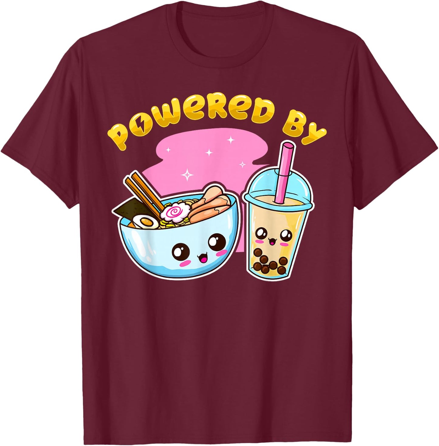 Ramen Bubble Tea Boba Japanese Noodles Anime K-POP Merch T-Shirt - T-Shirt | Maroon