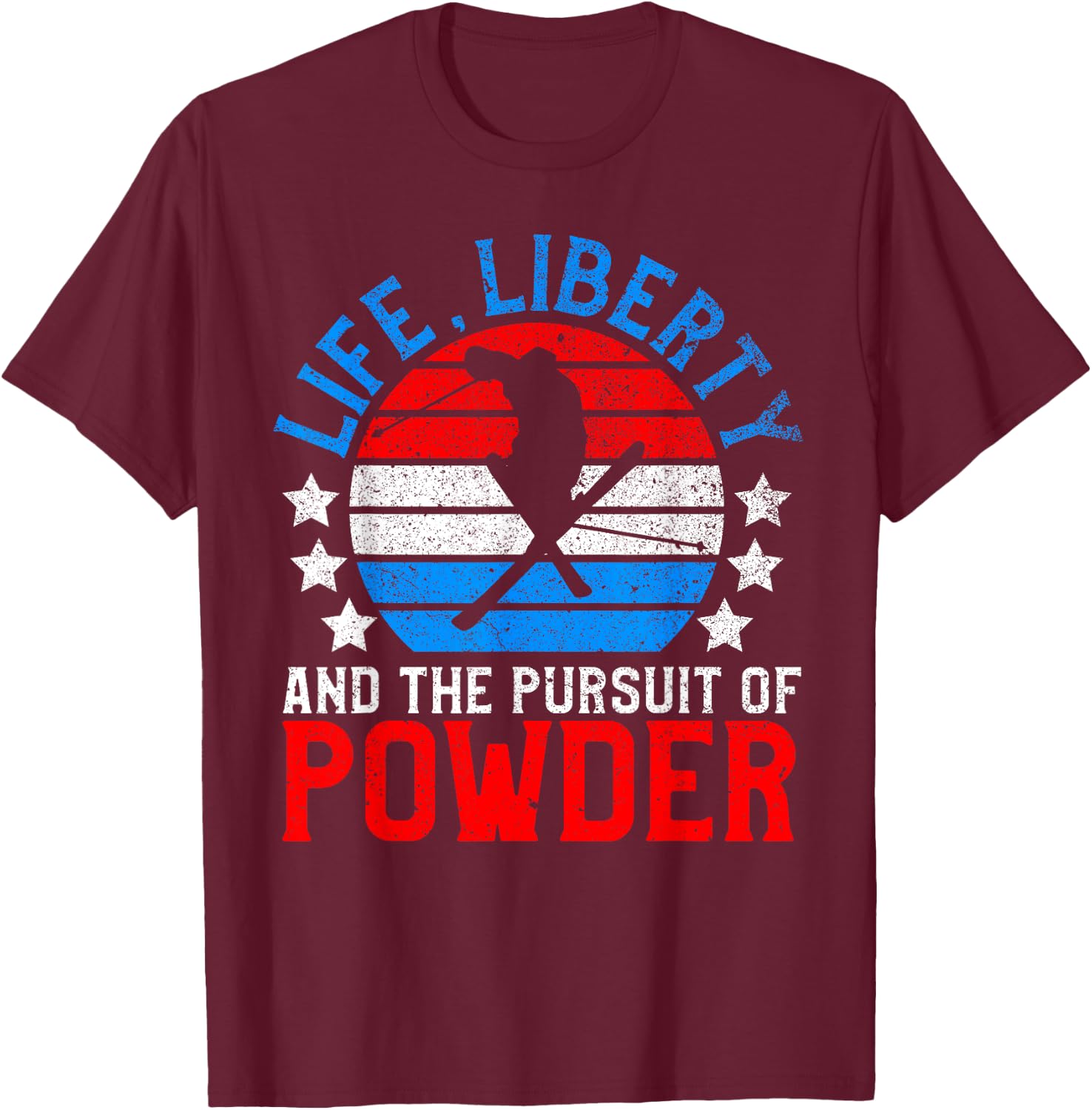 American Ski Shirt Funny Skier & Skiing Lover July 4th Gift Kids Men T-Shirt - T-Shirt | Maroon
