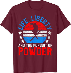 American Ski Shirt Funny Skier & Skiing Lover July 4th Gift Kids Men T-Shirt - T-Shirt | Maroon