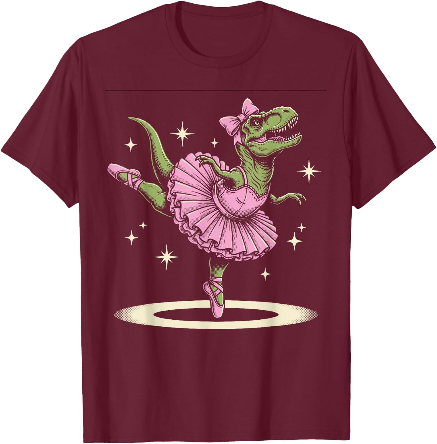 Ballet Dancing T-Rex in Tutu and Slippers T-Shirt - T-Shirt | Maroon