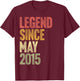 11 Year Old Legend Since May 2015 Retro 11th Birthday T-Shirt - T-Shirt | Maroon