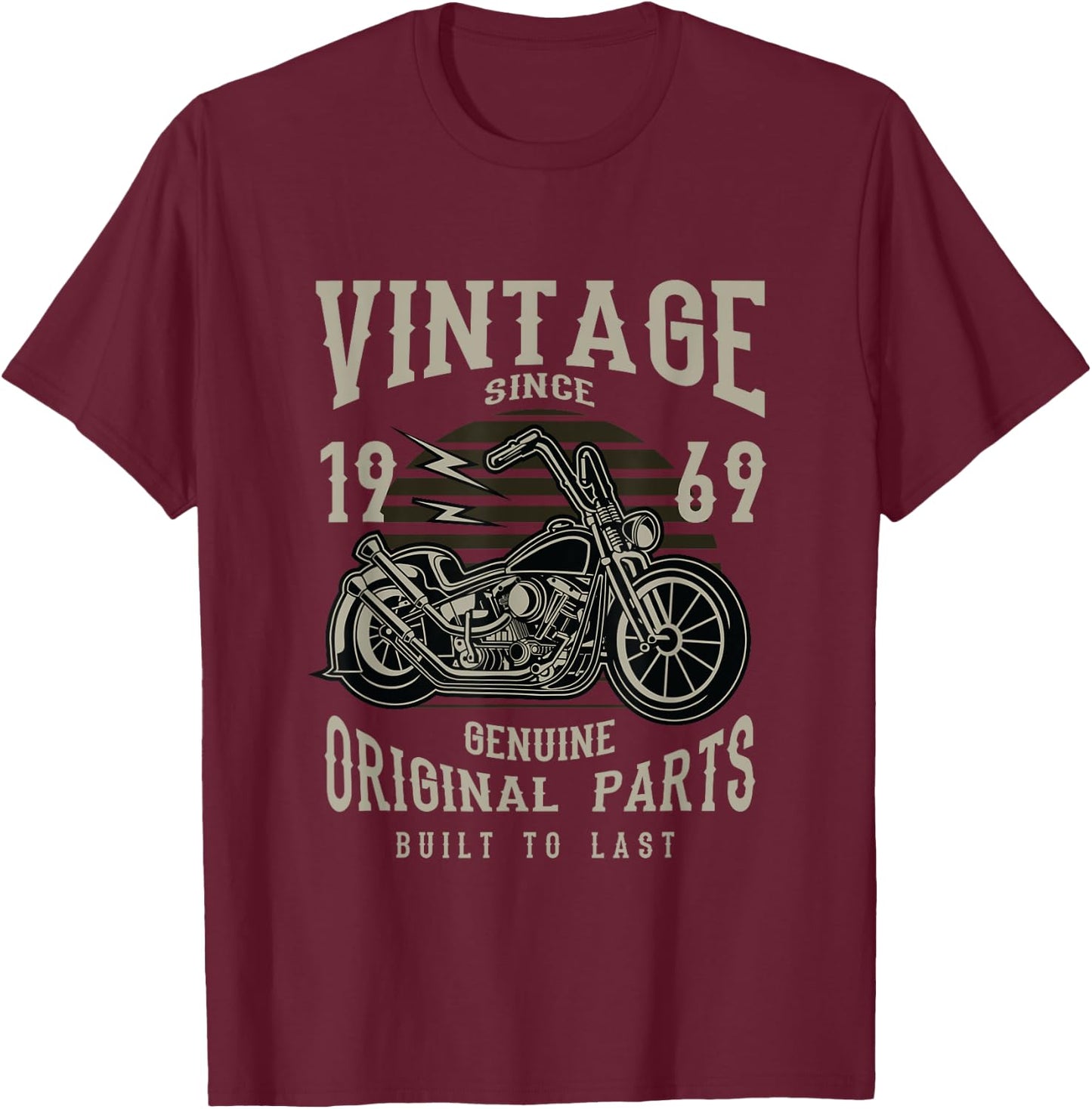 1969 Birthday Retirement Vintage Retro Motorcycle Chopper T-Shirt - T-Shirt | Maroon