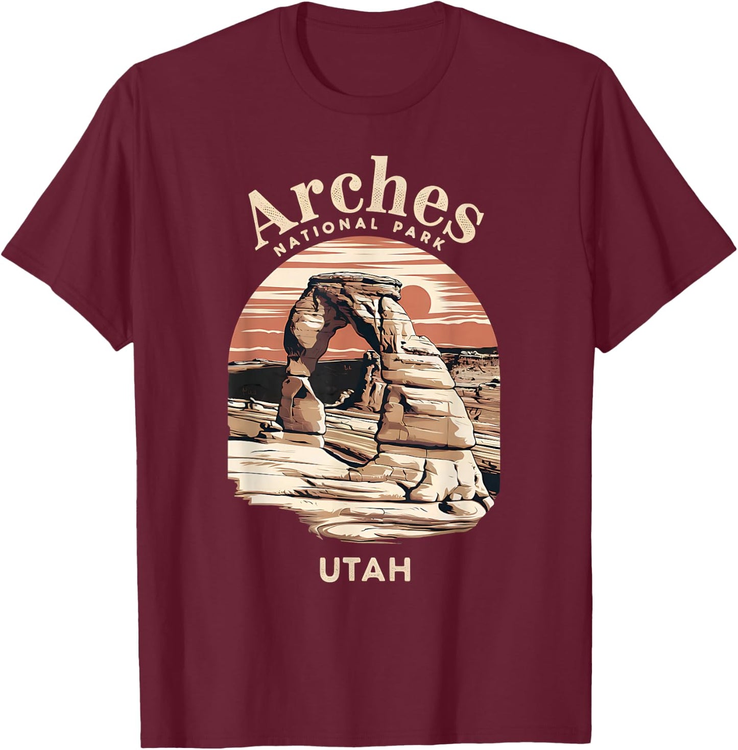 Stunning Desert Landscape Arches National Park Utah T-Shirt - T-Shirt | Maroon