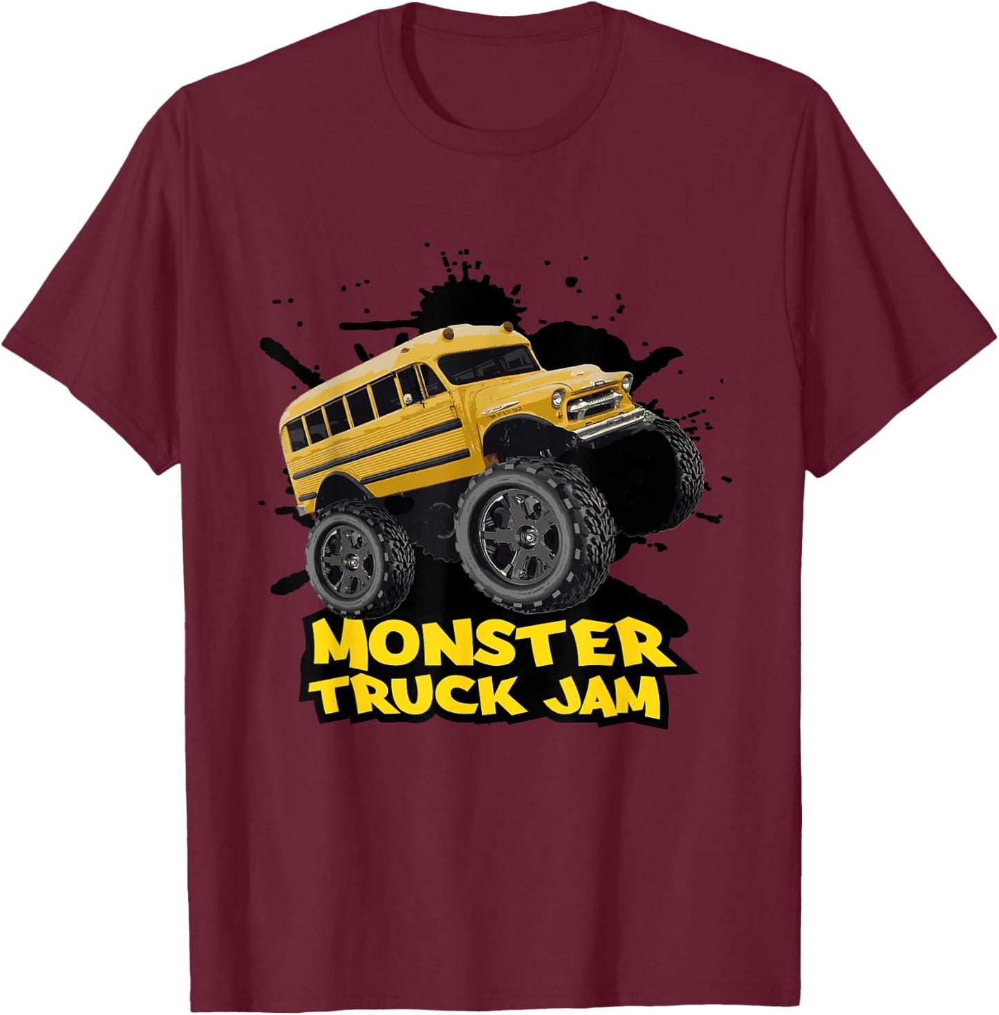 Monster Truck School Bus T-Shirt - T-Shirt | Maroon