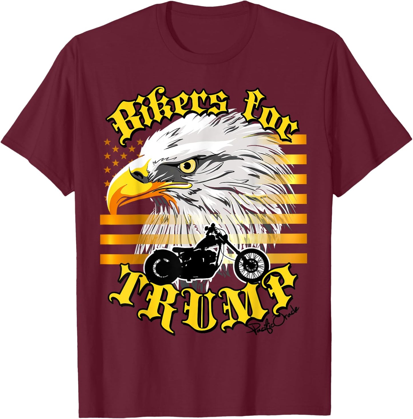 Epic USA Gold-Colored Flag Eagle Bikers For Trump 2024 T-Shirt - T-Shirt | Maroon