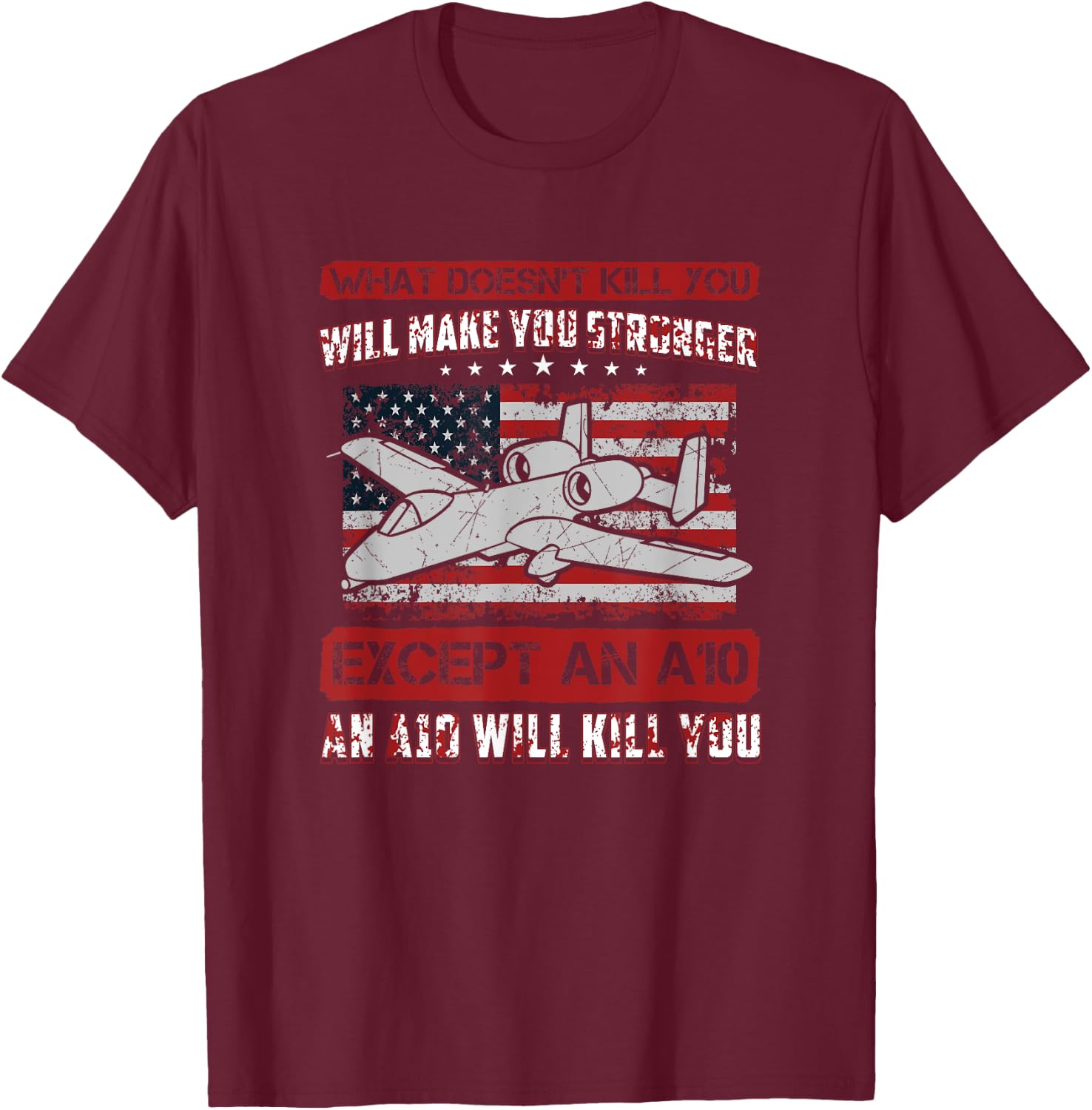 Military A-10 Warthog Funny Military T-Shirt - T-Shirt | Maroon