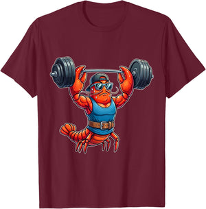 Funny Muscle Lobster Weightlifting Gym Fitness Workout T-Shirt - T-Shirt | Maroon