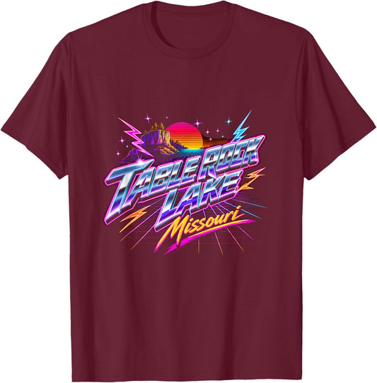 Retro Table Rock Lake Missouri Design T-Shirt - T-Shirt | Maroon