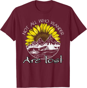 Not All Who Wander Are Lost Sunflower Hiking Women T-Shirt - T-Shirt | Maroon
