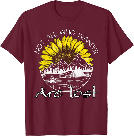Not All Who Wander Are Lost Sunflower Hiking Women T-Shirt - T-Shirt | Maroon