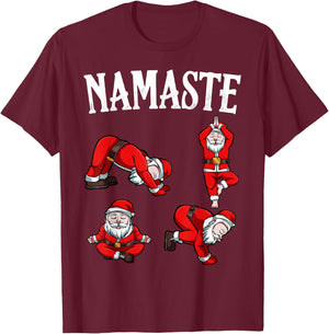 Funny Namaste Santa Claus Yoga Pose Christmas Hippie Peace T-Shirt - T-Shirt | Maroon